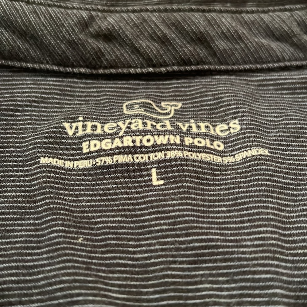 Vineyard Vines Edgartown Polo - Navy with Pinkish Red Stripes - Picture 3 of 5